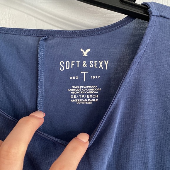 AEO Oversized Soft & Sexy Tee with Pocket, Dolman Sleeves, Side Split - Picture 2 of 7